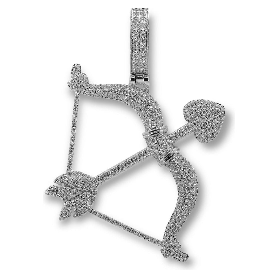 Diamond Bow & Arrow Pendant in 18K White Gold