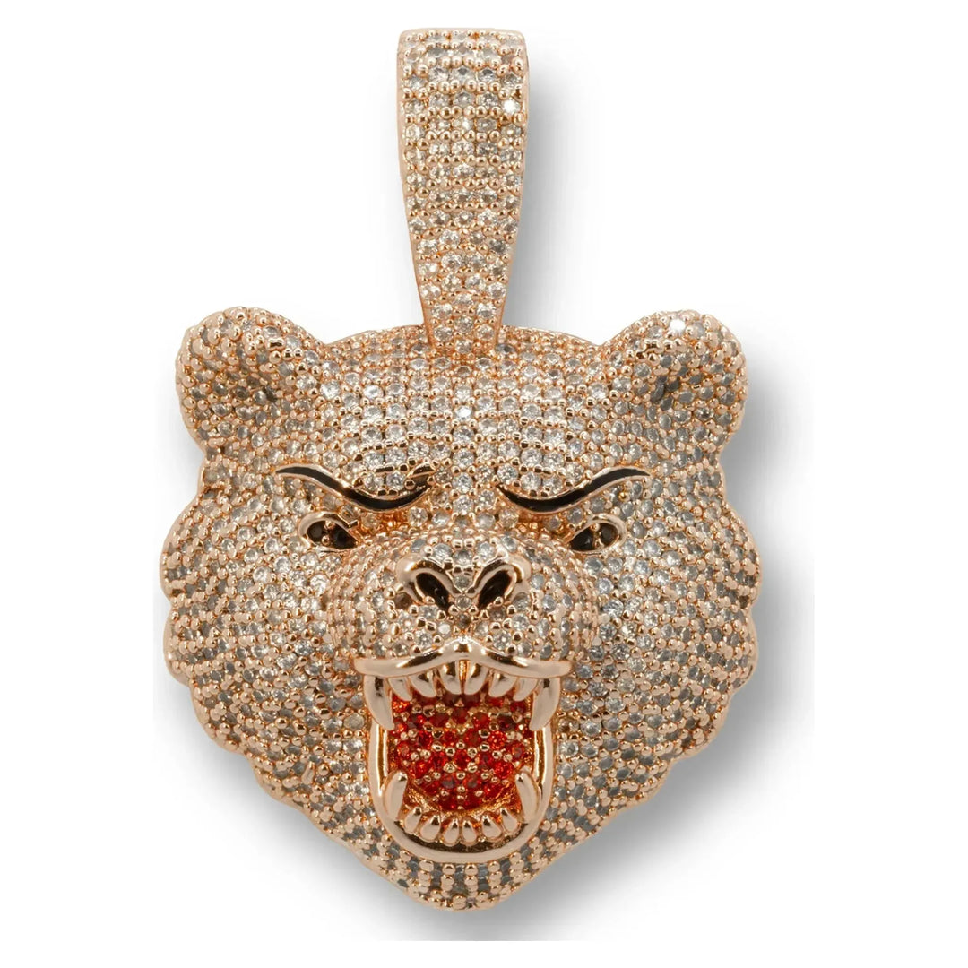 Diamond Bear Pendant in 18K Rose Gold