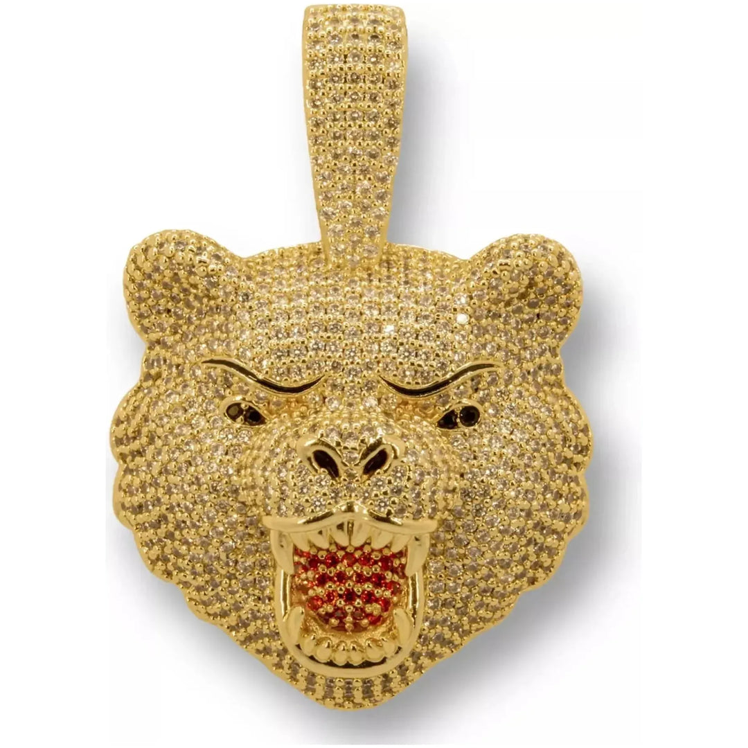 Diamond Bear Pendant in 18K Yellow Gold