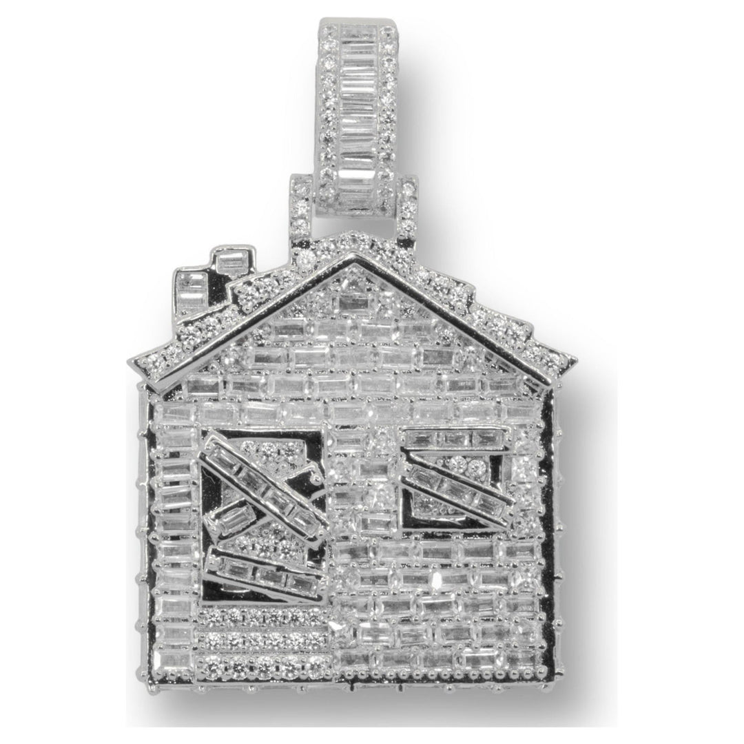 Diamond Trap House Pendant in 18K White Gold Default Title