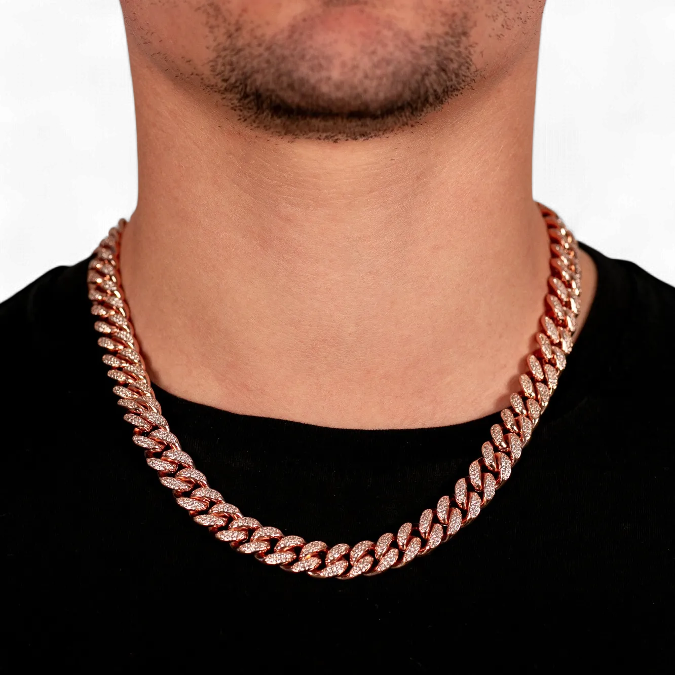 12mm Cuban Link Chain in 18K Rose Gold