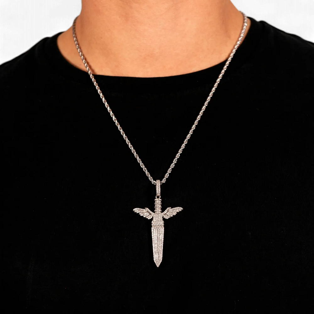 Sword Pendant in 18K White Gold